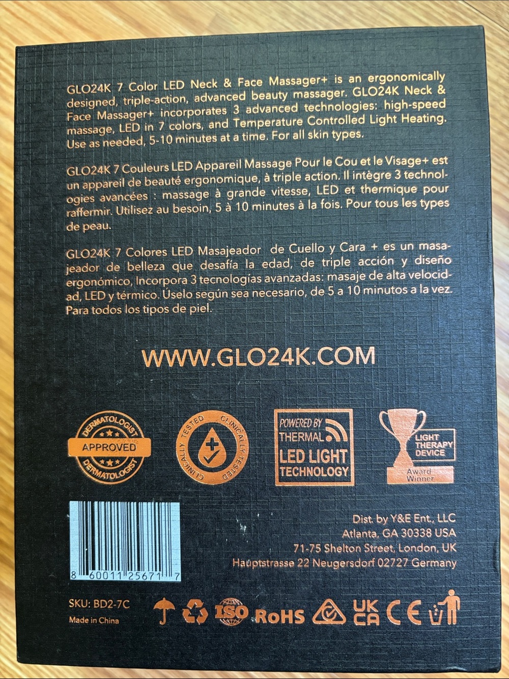 GLO 24K 7 color LED neck face Massager LIMITED EDITION!! - Picture 12 of 12